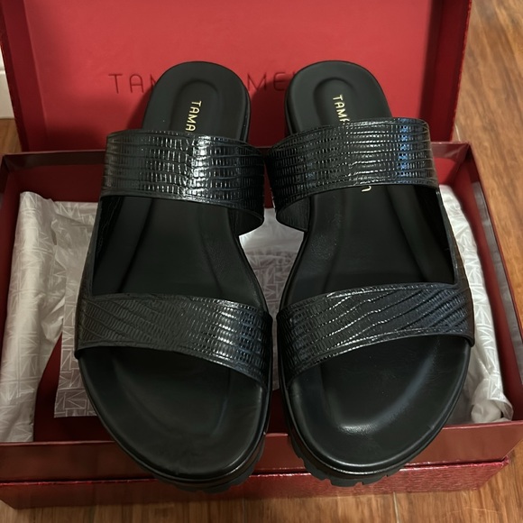 Tamara Mellon Black Slide Sandals - Picture 2 of 6